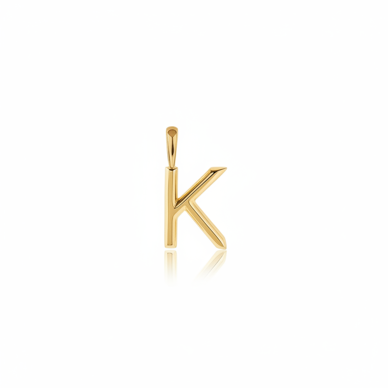 Colgantes con letras iniciales personalizadas de oro de 14 quilates con la letra K-1