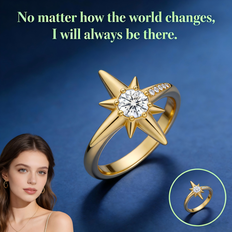 Anillo de piedra de nacimiento personalizado Polaris en oro de 14 quilates-3