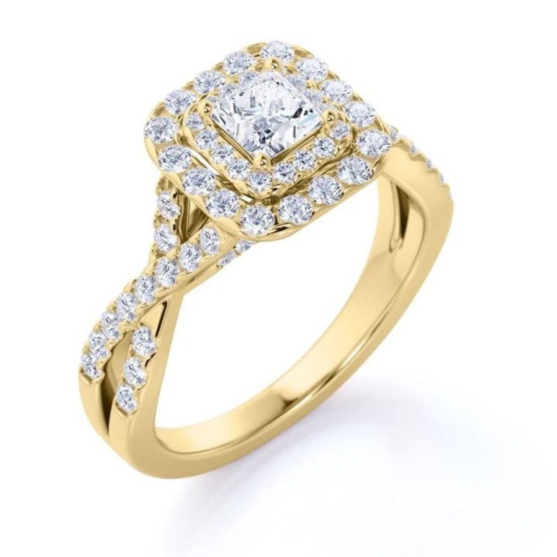 Bague de fiançailles personnalisée en or 10K avec diamant de laboratoire taillé princesse, couleur D, pureté VVS-VS, certifié IGI, 3EX-4
