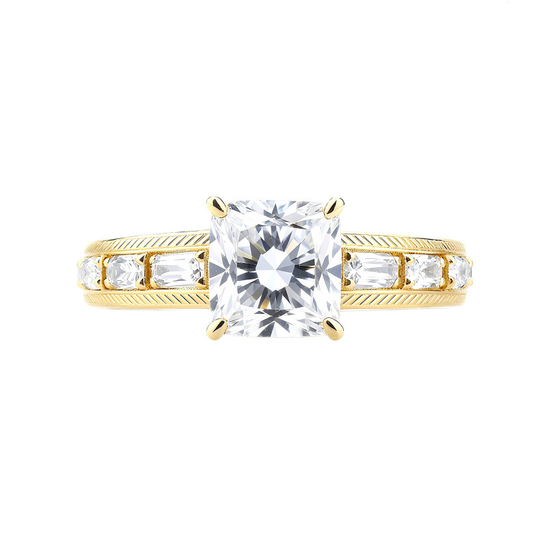 14K Gold Princess Cut Moissanite Engagement Ring-18