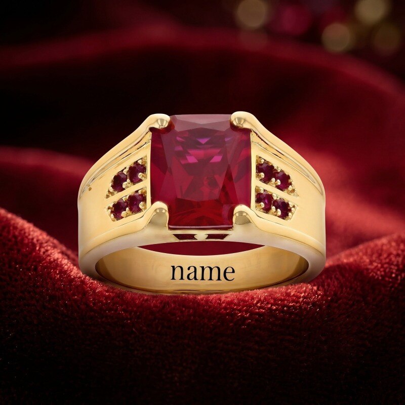 10K Gold Radiant Cut Ruby Statement Ring for Men-3