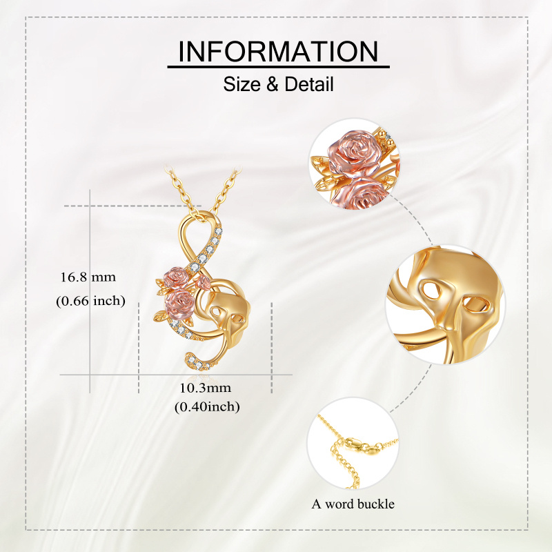 14K Gold & Rose Gold Cubic Zirconia Music Symbol &Phantom of The Opera Pendant Necklace-6