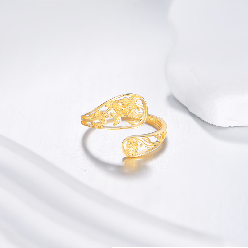 10K Gold Rose Open Ring for Women-3