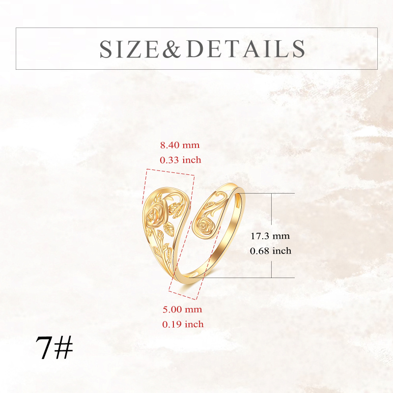 10K Gold Rose Open Ring for Women-4