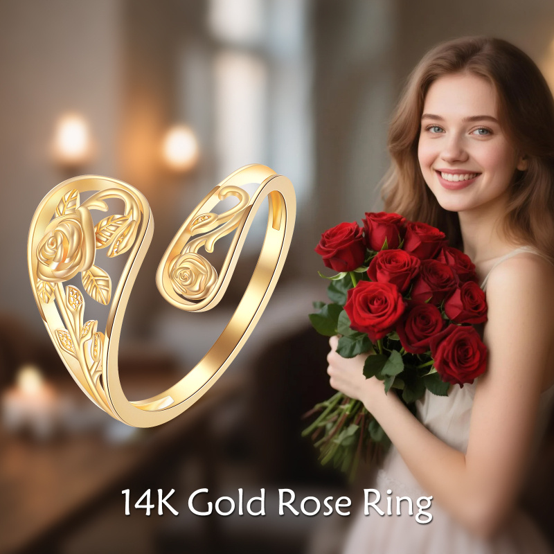 10K Gold Rose Open Ring for Women-5