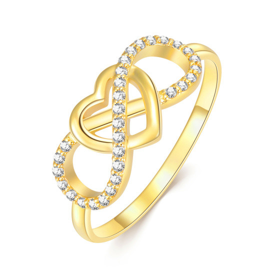 10K Gold Round Cut Infinity Symbol Heart Ring
