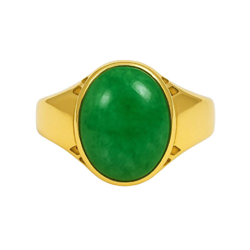 18K Gold Round Cut Jade Ring-1