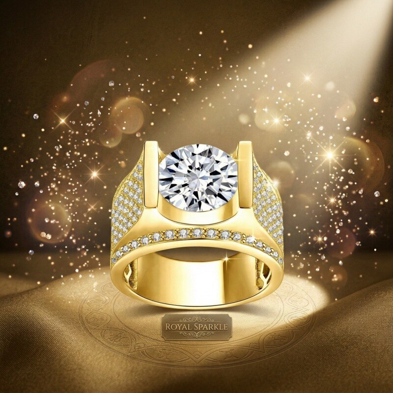 14K Gold Round Cut Lab Created Diamond Custom Engagement Ring D Color VVS-VS Clarity 3EX-4