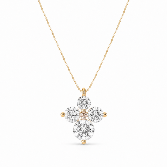 Collares con cruz de oro de 14 quilates con diamantes cultivados en laboratorio de talla redonda