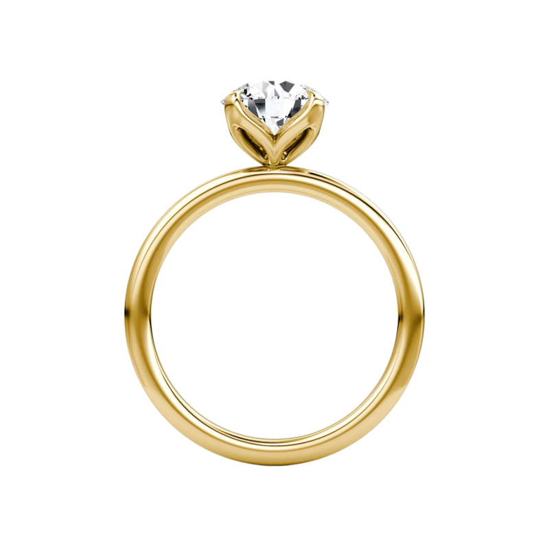 Bague de fiançailles solitaire personnalisée en or 14 carats avec diamant rond de laboratoire, motif floral inspiré de la nature-5