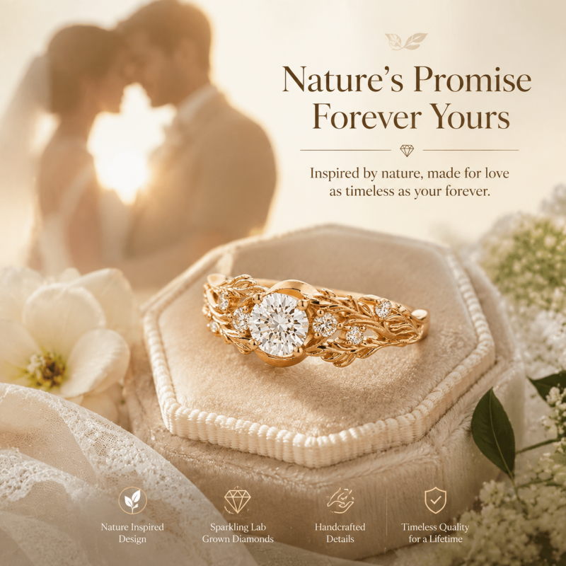 Anillo de compromiso personalizado de inspiración vintage con diamante cultivado en laboratorio, talla redonda, oro de 18 quilates.-6