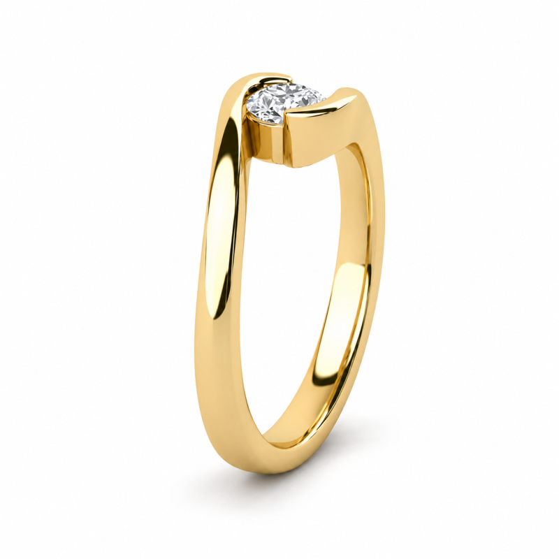 Anillo de compromiso personalizado de oro rosa de 10 quilates con diamante cultivado en laboratorio de talla redonda, claridad VS1, 3EX.-3