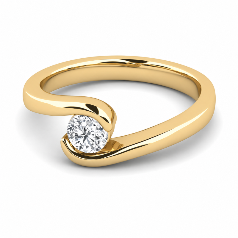 Anillo de compromiso personalizado de oro rosa de 10 quilates con diamante cultivado en laboratorio de talla redonda, claridad VS1, 3EX.-4