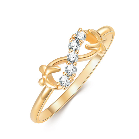 10K Gold Round Cut Moissanite Bow & Infinity Symbol Rings