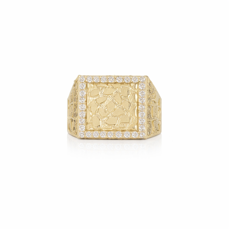 14K Gold Round Cut Moissanite Nugget Engagement Ring for Men-7