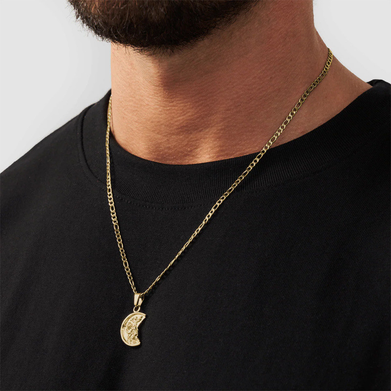 Collar con colgante de San Cristóbal de oro 14K para hombres-2