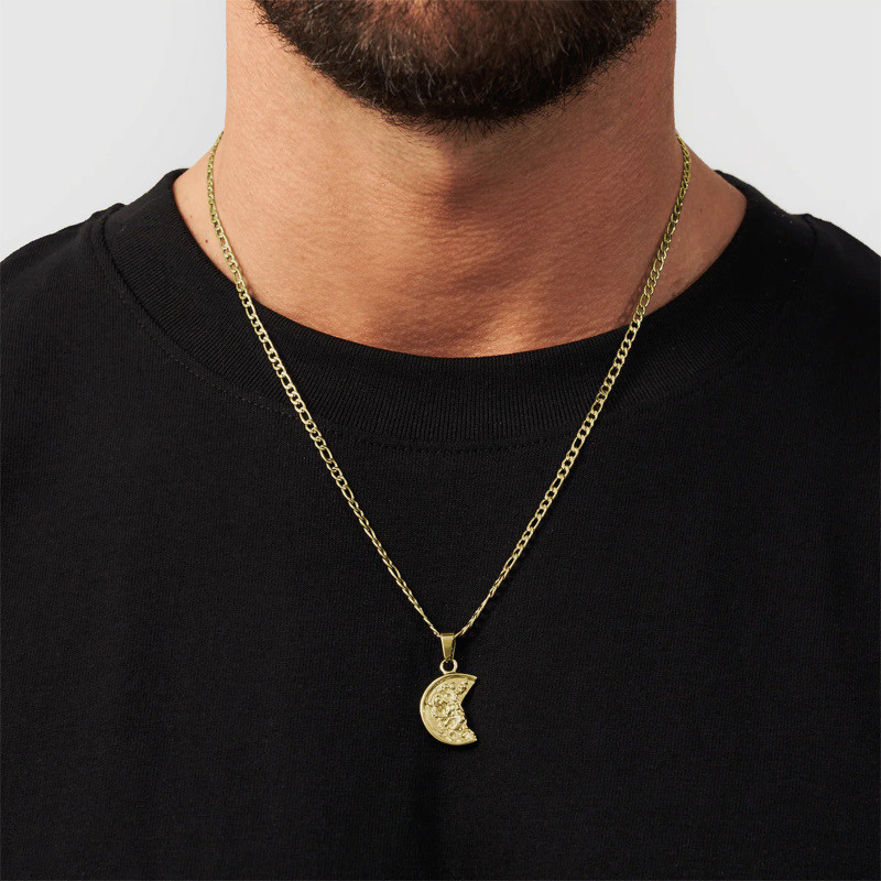 Collar con colgante de San Cristóbal de oro 14K para hombres-3