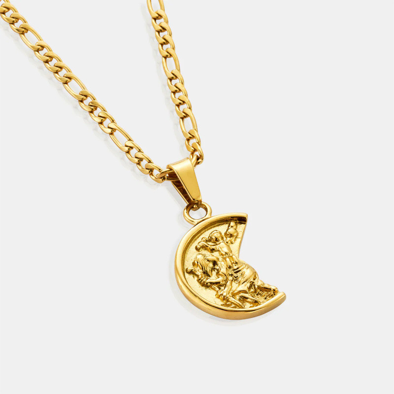 Collar con colgante de San Cristóbal de oro 14K para hombres-4