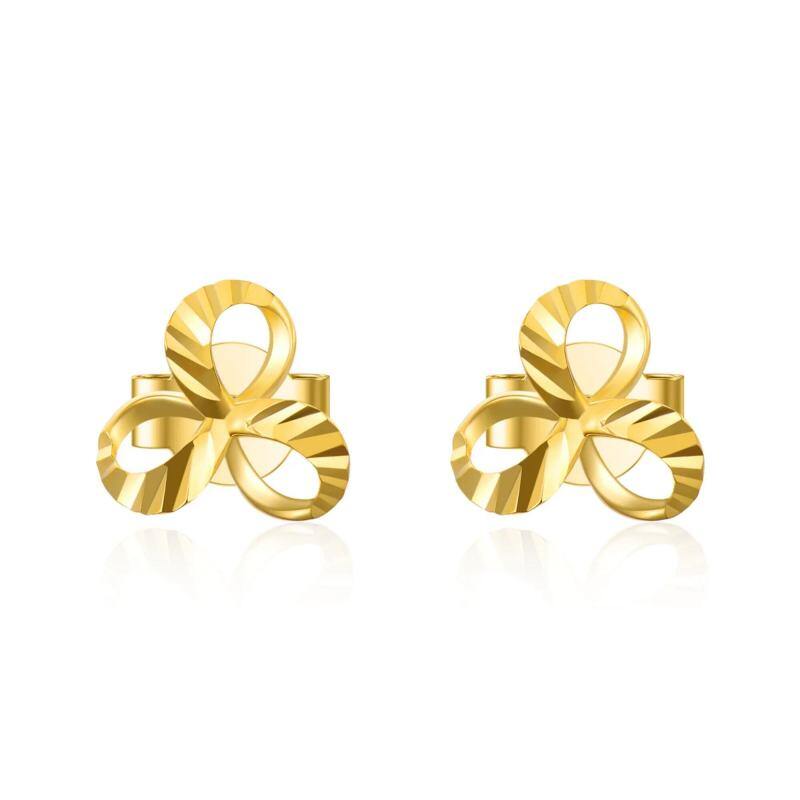 Pendientes colgantes de trébol de oro de 18 quilates-1