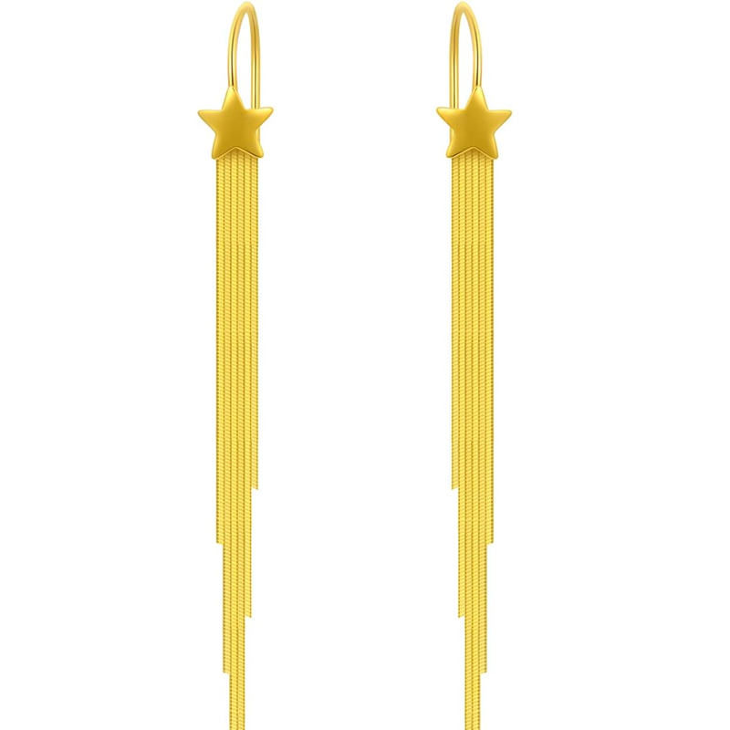 Boucles d'oreilles pendantes en or 10 carats en forme d'étoile pour femmes-1