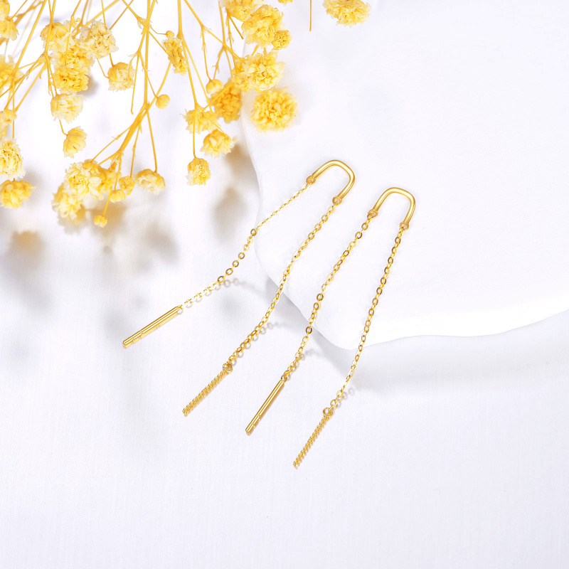 14K Gold Threader Drop Earrings-3