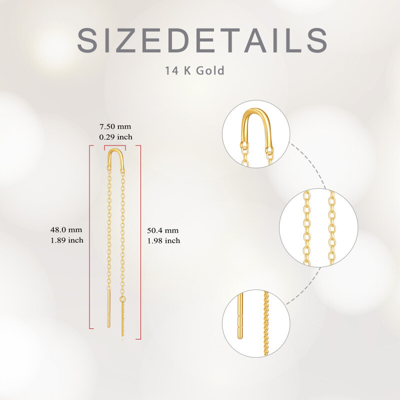 14K Gold Threader Drop Earrings-4