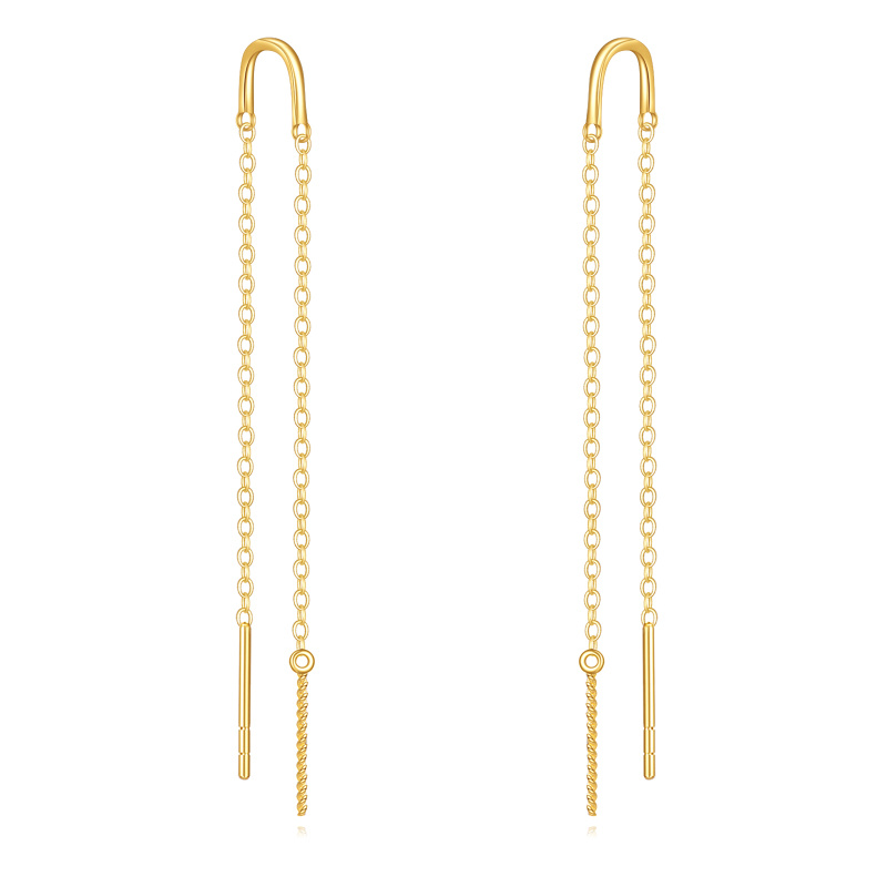 14K Gold Threader Drop Earrings-1