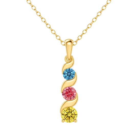 Collar de oro de 14 quilates con diamantes redondos tricolores cultivados en laboratorio.