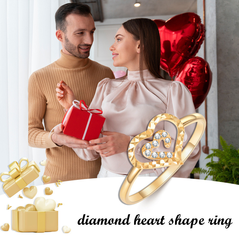 14K Gold Under 1/4 Ctw Round Cut Diamond Custom Gold Rings I Color I3 Clarity 3EX-6