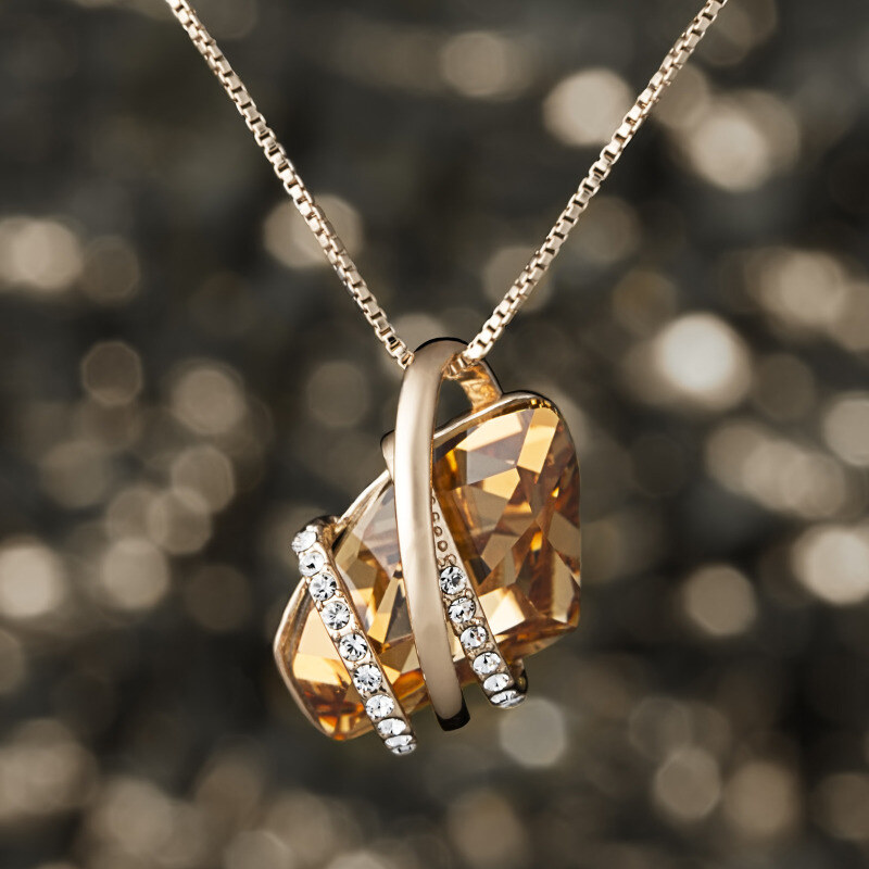 Collier pendentif en or rose 14K avec pierre de naissance-2
