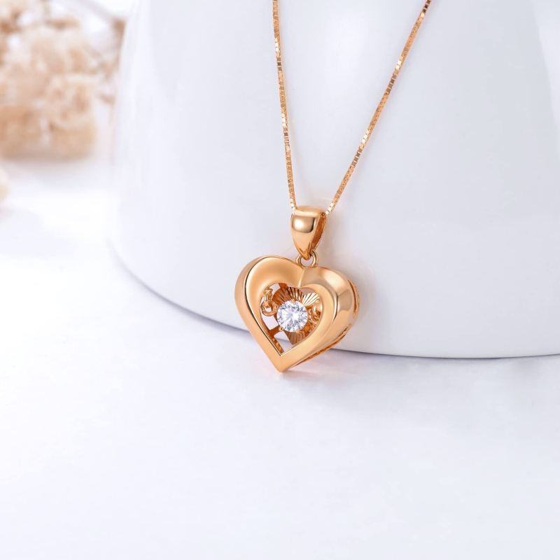 14K Rose Gold Herz-Anhänger Halskette-3