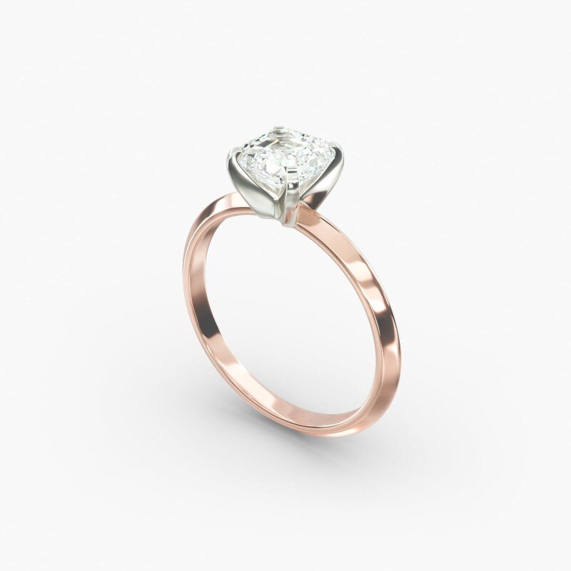 Anillo de compromiso de oro rosa de 14 quilates con diamante de laboratorio solitario y borde afilado-4