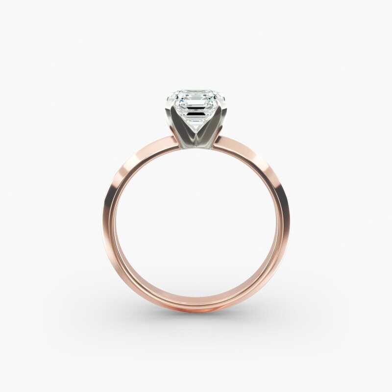 Anillo de compromiso de oro rosa de 14 quilates con diamante de laboratorio solitario y borde afilado-5