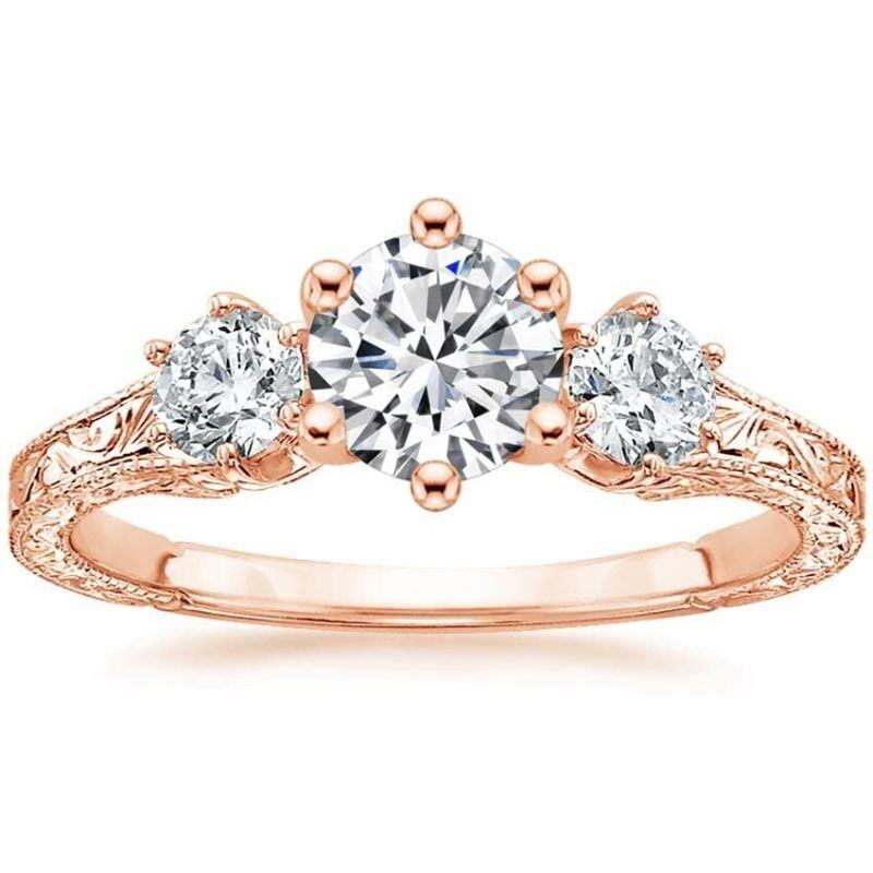 Verlobungsring aus 14-karätigem Roségold mit Moissanit-5