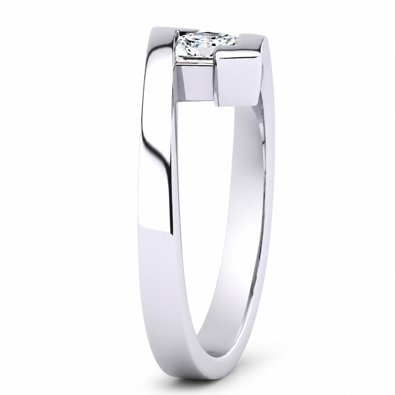 Anillo de compromiso de oro blanco de 18 quilates con diamante cultivado en laboratorio de talla princesa de 0,4 quilates y engaste de tensión para mujer.-4