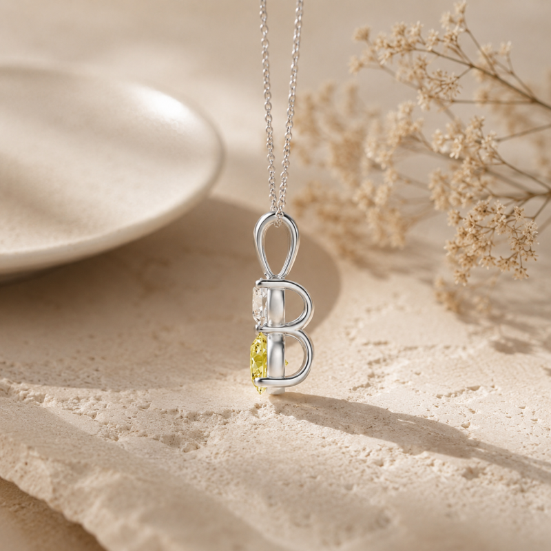 Collar de oro blanco de 18 quilates con diamantes cultivados en laboratorio de doble talla redonda de 0,75 quilates.-3