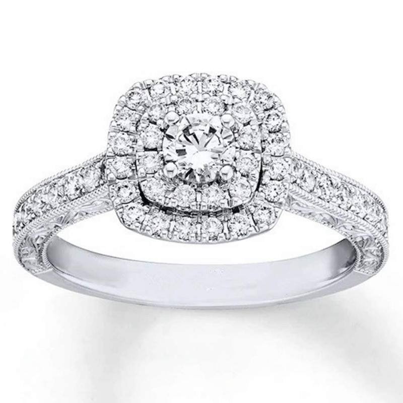 14K White Gold 1.25 CT.T.W Round Cut Moissanite Engagement Ring-1