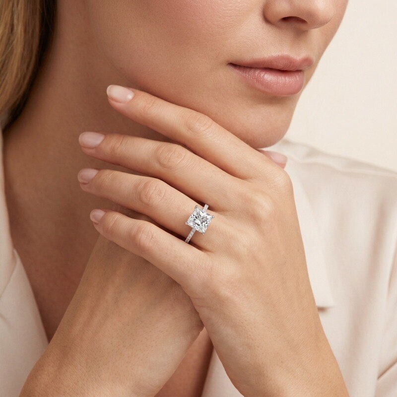 10K White Gold 1.5-3.5CT Princess Cut Lab-Grown Diamond Custom Engagement Ring D Color VVS2 Clarity 3EX-2