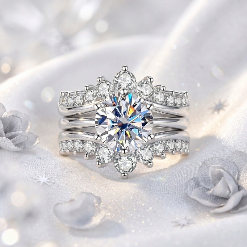 10K White Gold 1.5-3.5CT Round Cut Lab-Grown Diamond Custom Engagement Ring D Color VVS2 Clarity 3EX IGI Certified-3