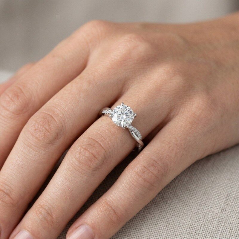 14K White Gold 1.5-3.5CT Round Cut Lab-Grown Diamond Custom Engagement Ring D Color VVS2 Clarity 3EX IGI Certified-2