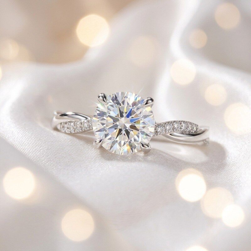 14K White Gold 1.5-3.5CT Round Cut Lab-Grown Diamond Custom Engagement Ring D Color VVS2 Clarity 3EX IGI Certified-3