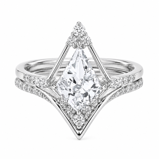 10K White Gold 1.5CTW Kite Cut Lab-Grown Diamond Custom Bridal Set Engagement Ring