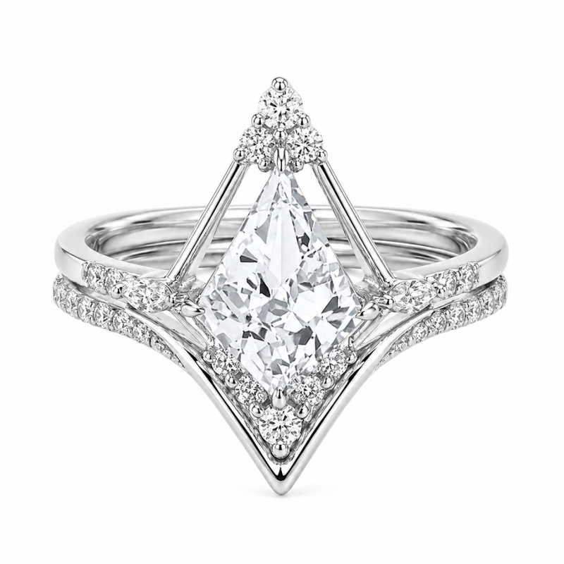 14-K-Weißgold-Verlobungsring mit kiteschneidigem 1,5-Karat-Labor-Diamanten, individuell anpassbar, D-Farbe, VVS2-Reinheit, 3EX-Schliff, IGI-zertifiziert-8