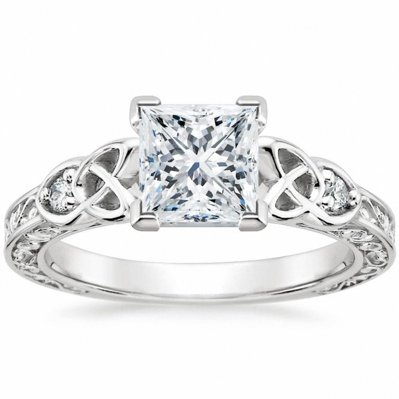 10K Or Blanc 1,5 CT Diamant de Coupe Princesse Cultivé en Laboratoire Bague de Fiançailles Personnalisée Couleur D Pureté VVS2 Symétrie 3EX Certifiée IGI-3