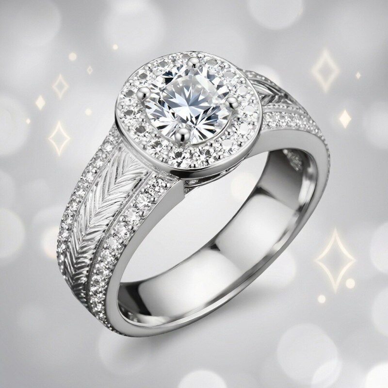 14K White Gold 1.5CT Round Cut Lab-Grown Diamond Custom Engagement Ring D Color VVS2 Clarity 3EX IGI Certified-3