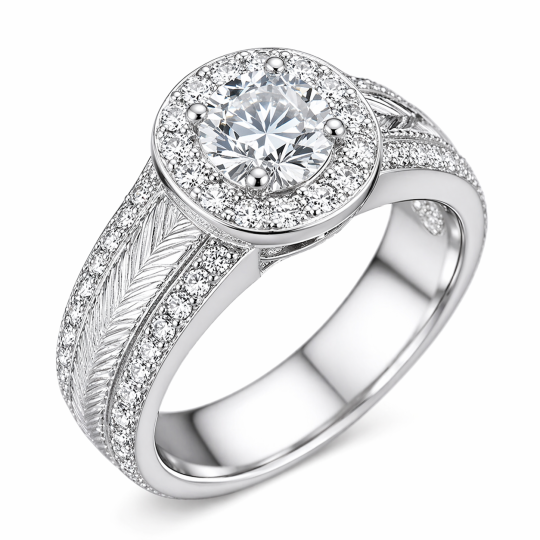 10K White Gold Round Cut Lab-Grown Diamond Custom Engagement Ring