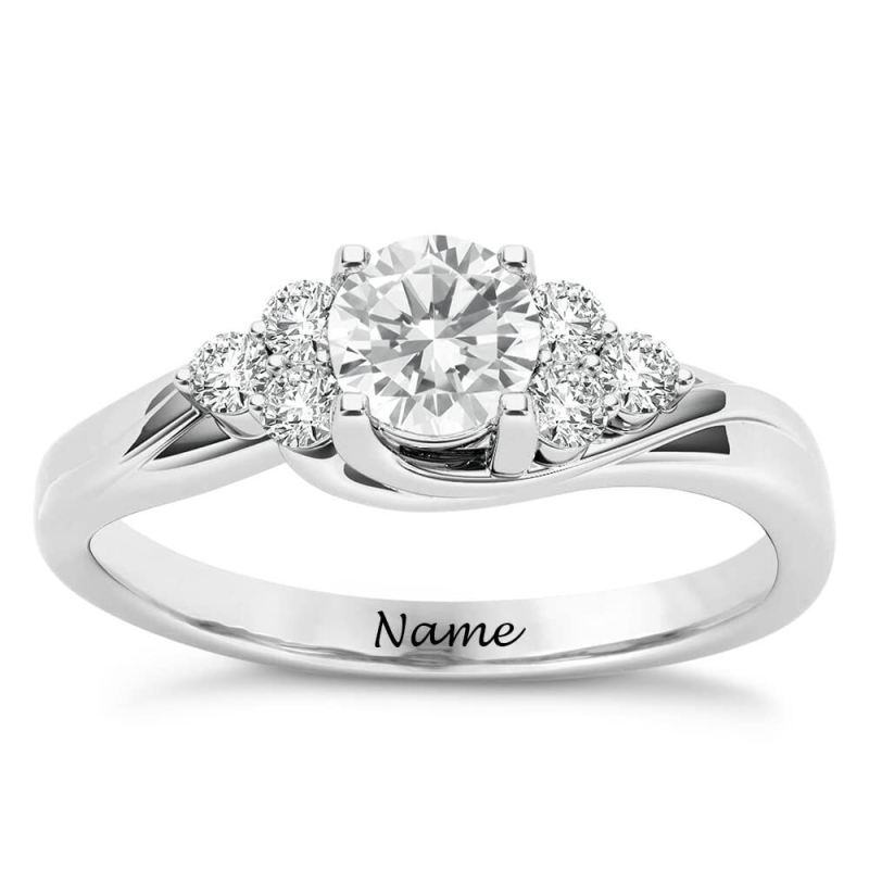 Anillo de compromiso de oro blanco 14K con corte redondo de 1,5 a 5 CT-1