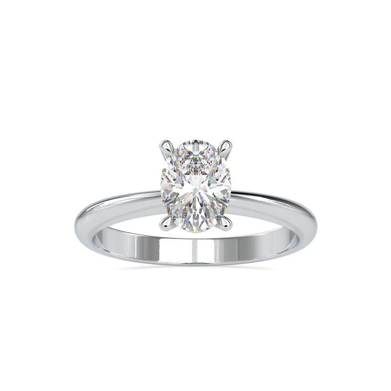 10K White Gold 1 CT Oval Moissanite Wedding Ring-8