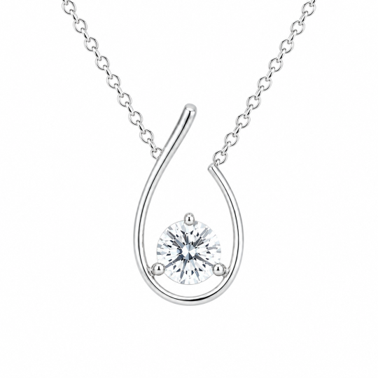 Collares de oro blanco de 14 quilates con diamantes cultivados en laboratorio de talla redonda de 1 quilate.