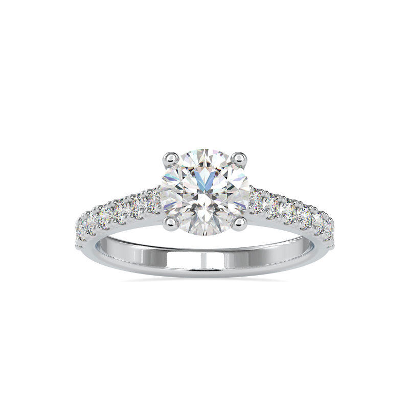 10K White Gold 1 CT Round Moissanite Wedding Ring-4